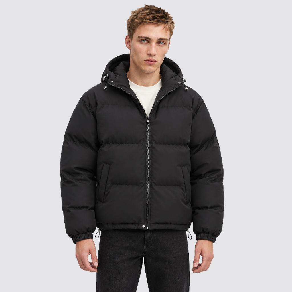 Women's Hooded Puffer Jacket with Zip Front