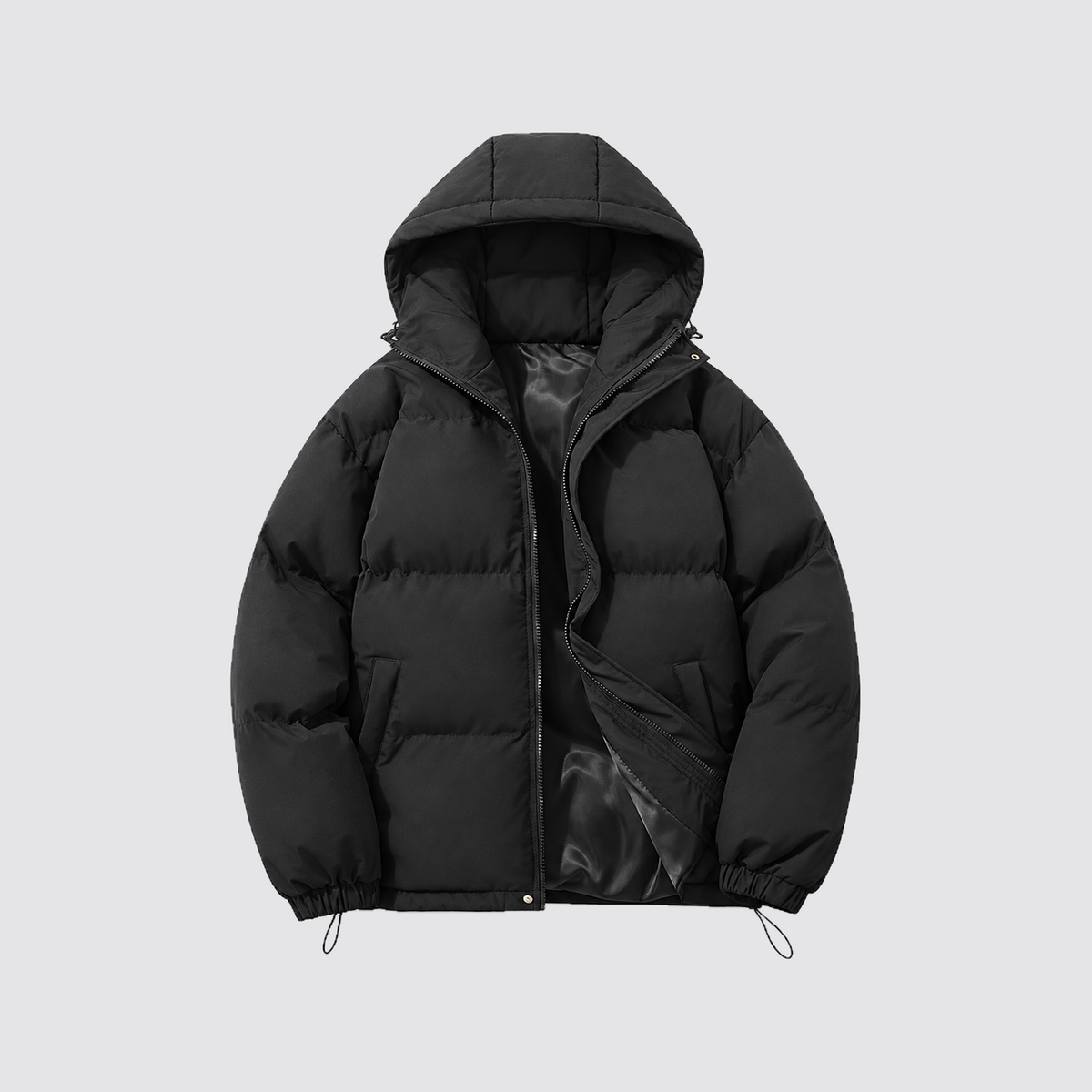 Women's Hooded Puffer Jacket with Zip Front