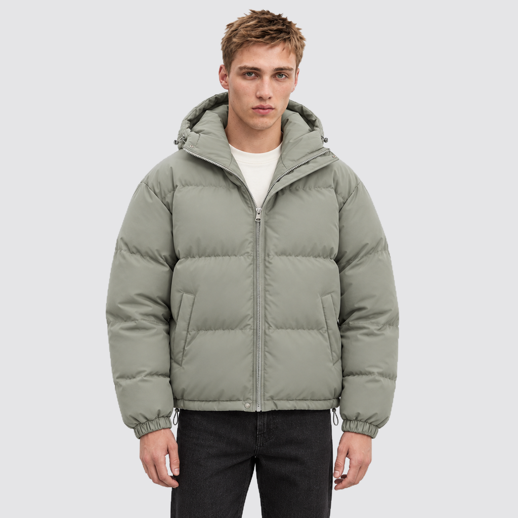 Women's Hooded Puffer Jacket with Zip Front