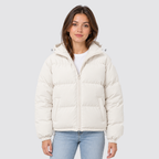 Women's Hooded Puffer Jacket with Zip Front