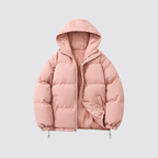 Women's Hooded Puffer Jacket with Zip Front
