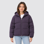 Women's Hooded Puffer Jacket with Zip Front