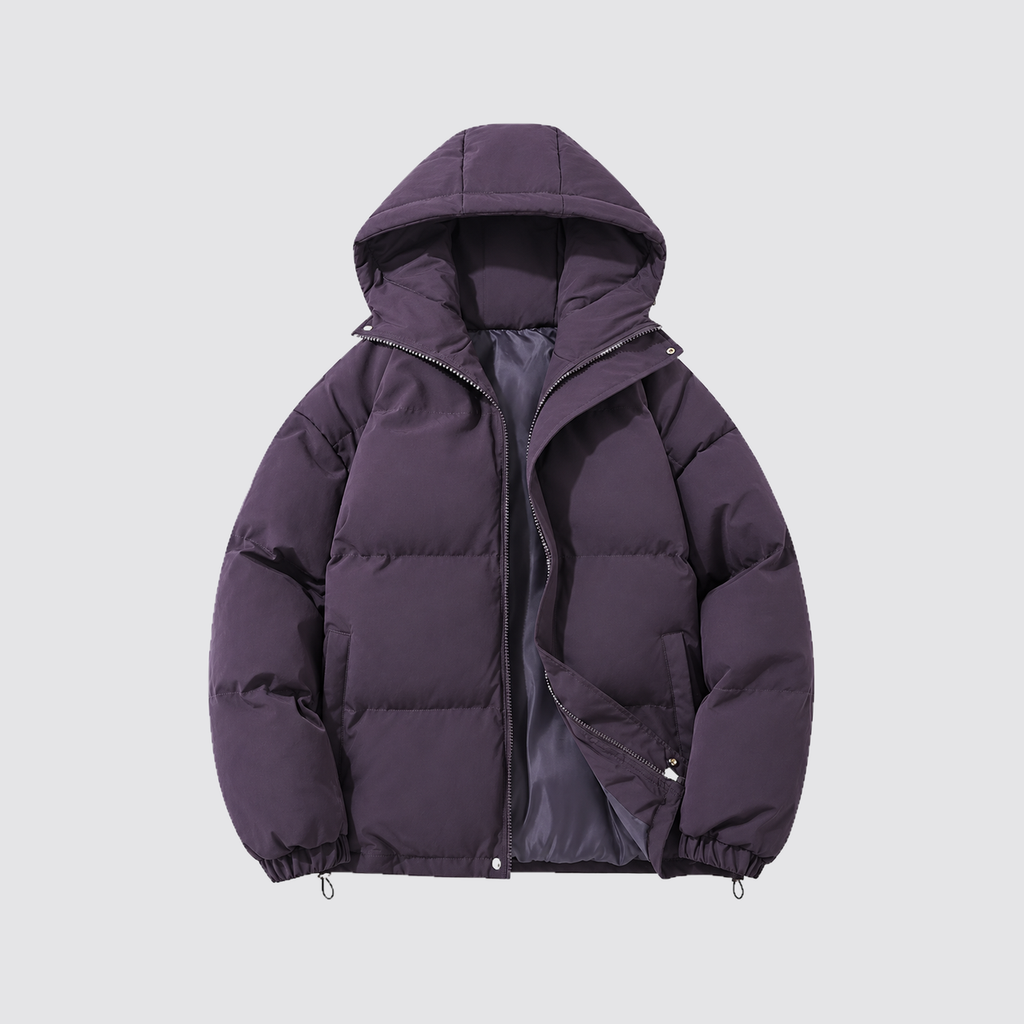 Women's Hooded Puffer Jacket with Zip Front