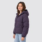 Women's Hooded Puffer Jacket with Zip Front