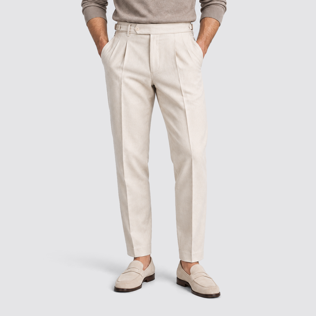 Men's Pleated Straight Leg Dress Pants