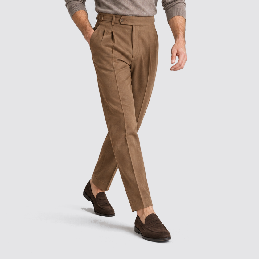 Men's Pleated Straight Leg Dress Pants