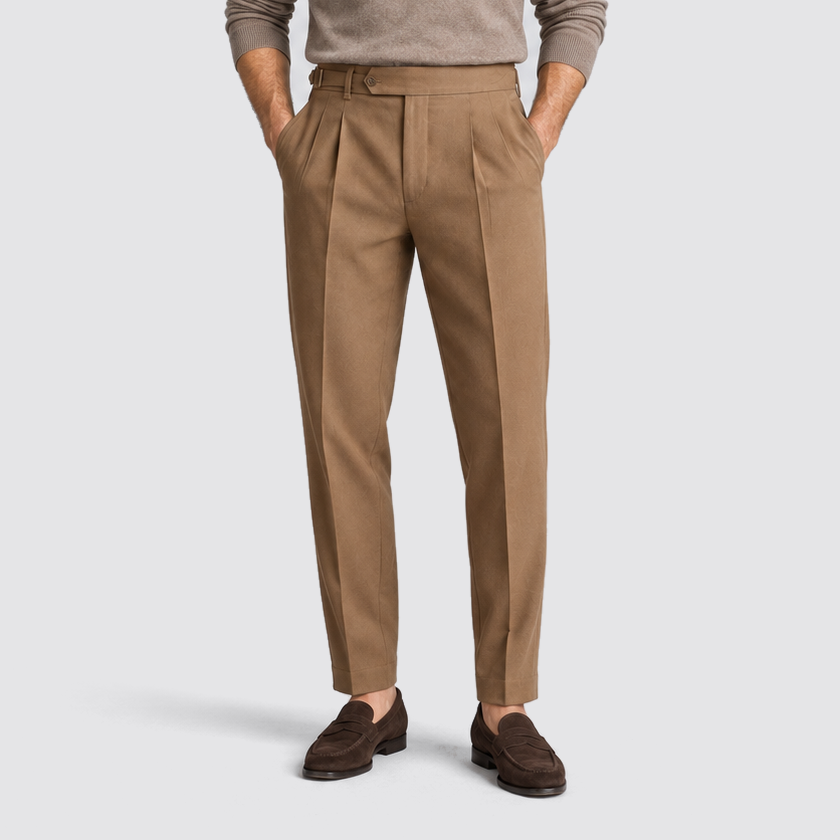 Men's Pleated Straight Leg Dress Pants