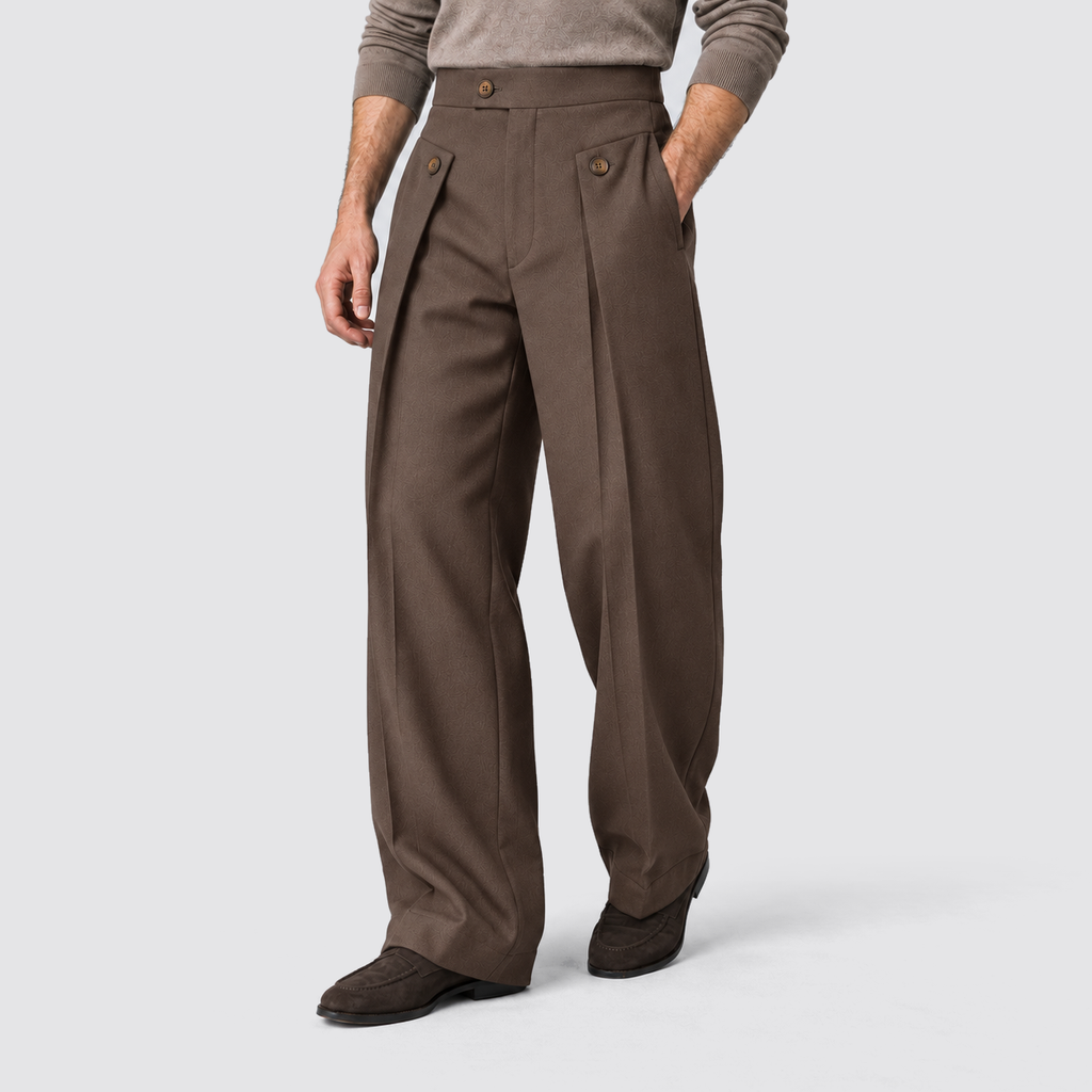 Men's Wide Leg Pleated Dress Pants
