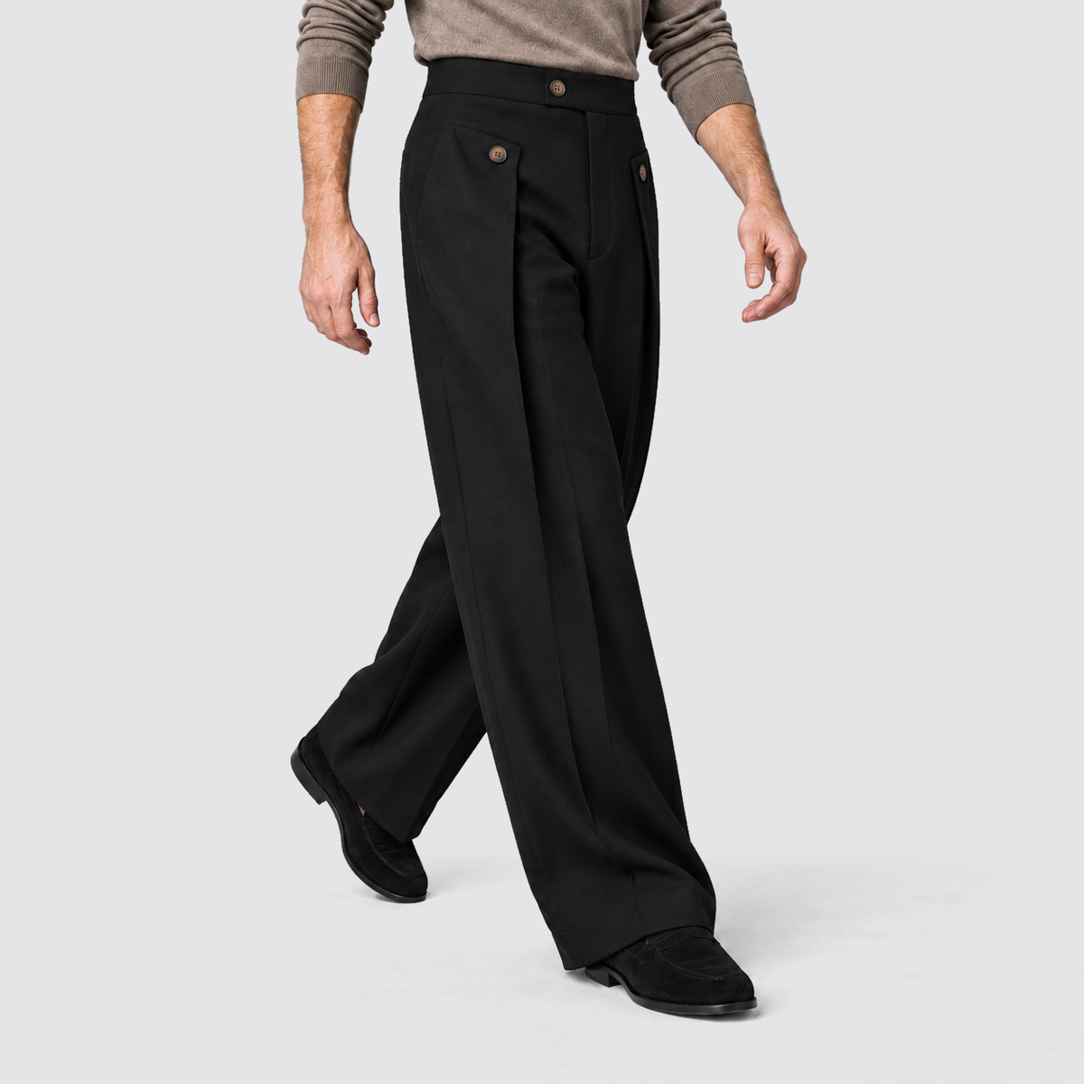 Men's Wide Leg Pleated Dress Pants