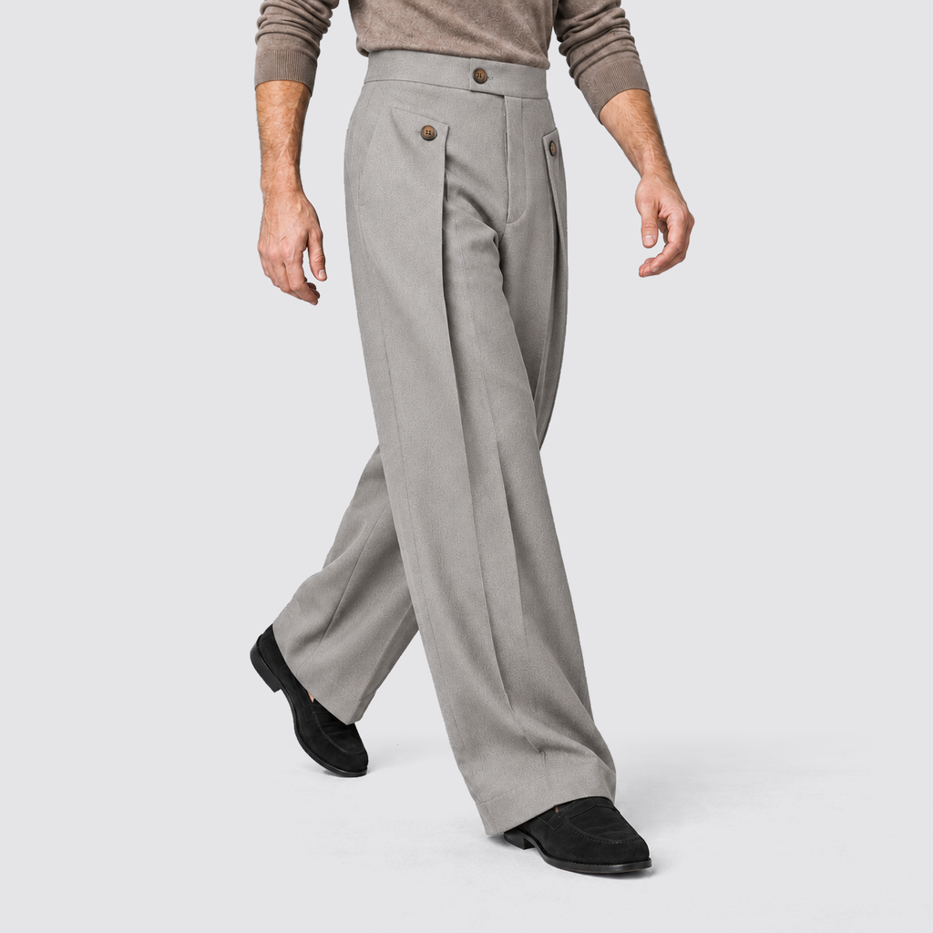 Men's Wide Leg Pleated Dress Pants