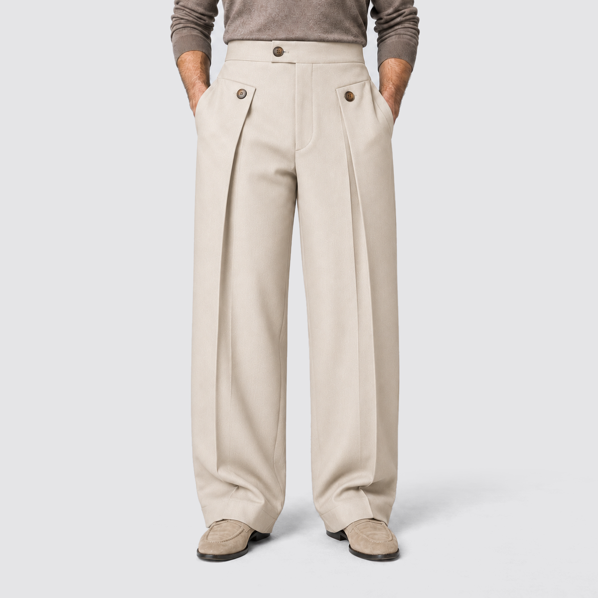 Men's Wide Leg Pleated Dress Pants