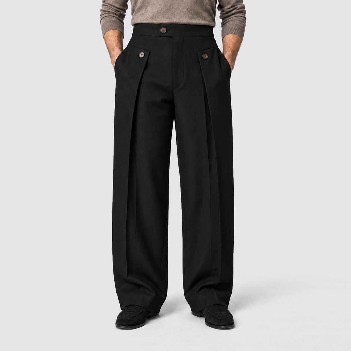 Men's Wide Leg Pleated Dress Pants
