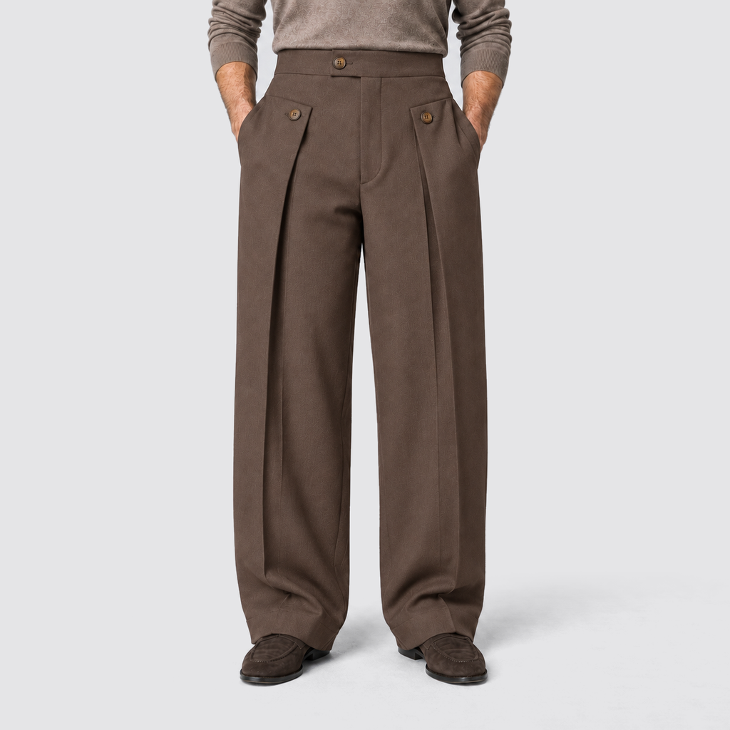 Men's Wide Leg Pleated Dress Pants