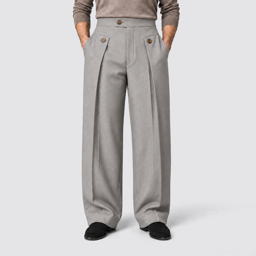 Men's Wide Leg Pleated Dress Pants