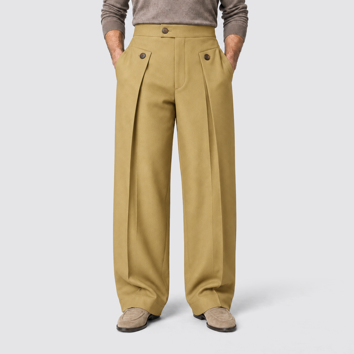 Men's Wide Leg Pleated Dress Pants
