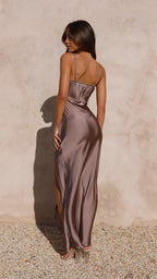 Women's Satin Look Side Slit Dress