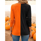 Women's Halloween Pumpkin Print Long Sleeve Top