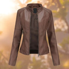 Women's Stand Collar Jacket with Shaped Seams