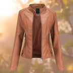 Women's Stand Collar Jacket with Shaped Seams