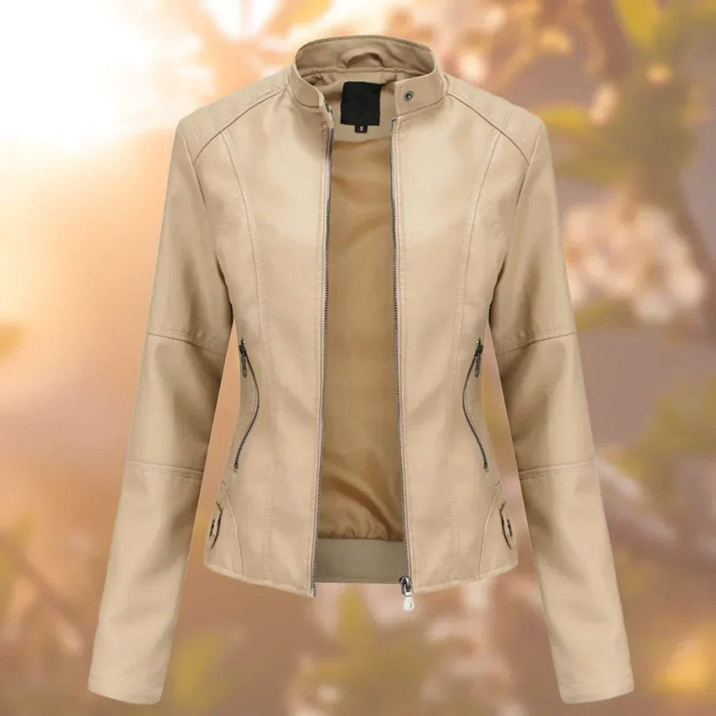 Women's Stand Collar Jacket with Shaped Seams