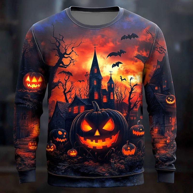 Men's Halloween Pumpkin Graphic Long Sleeve Sweatshirt