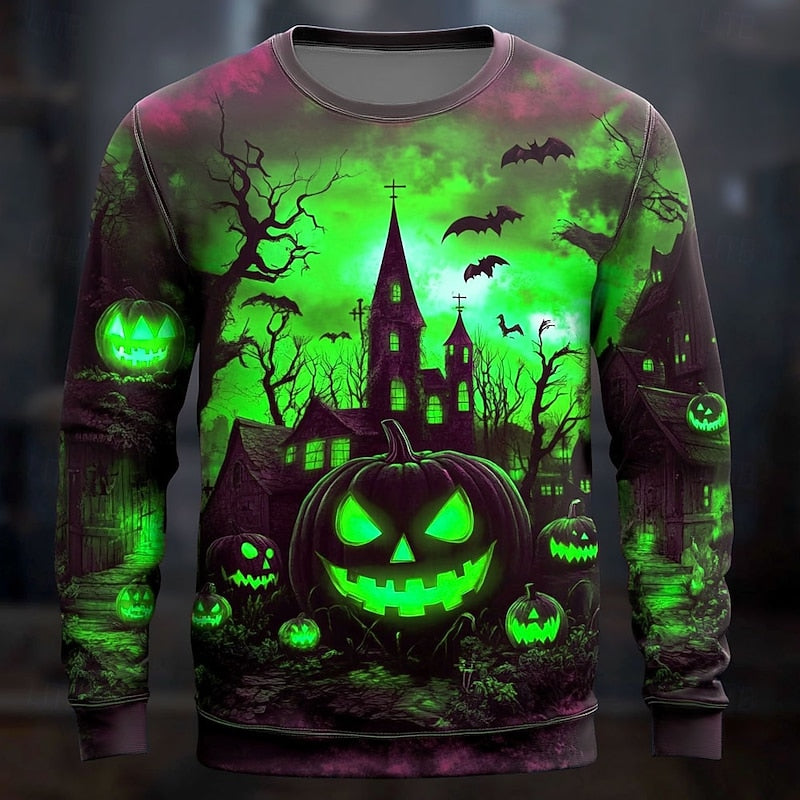 Men's Halloween Pumpkin Graphic Long Sleeve Sweatshirt