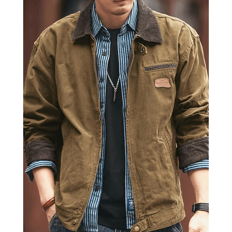 Men’s Utility Jacket with Contrast Collar
