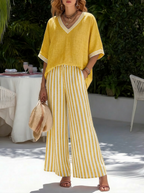 Women's Striped Wide-Leg Pant Set