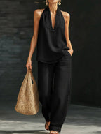 Women's Halter Wide-Leg Pant Set
