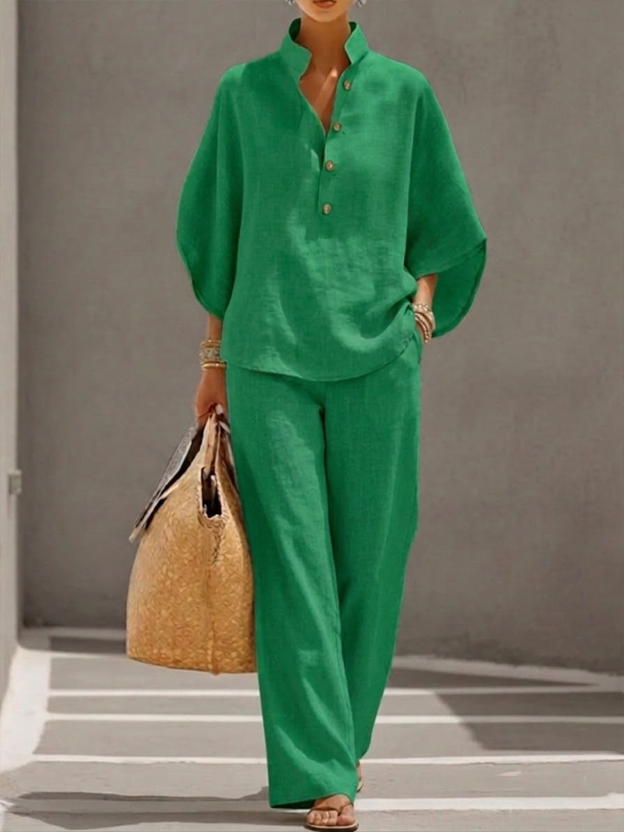 Women’s Relaxed Button Top and Pants Set