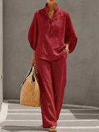 Women’s Relaxed Button Top and Pants Set