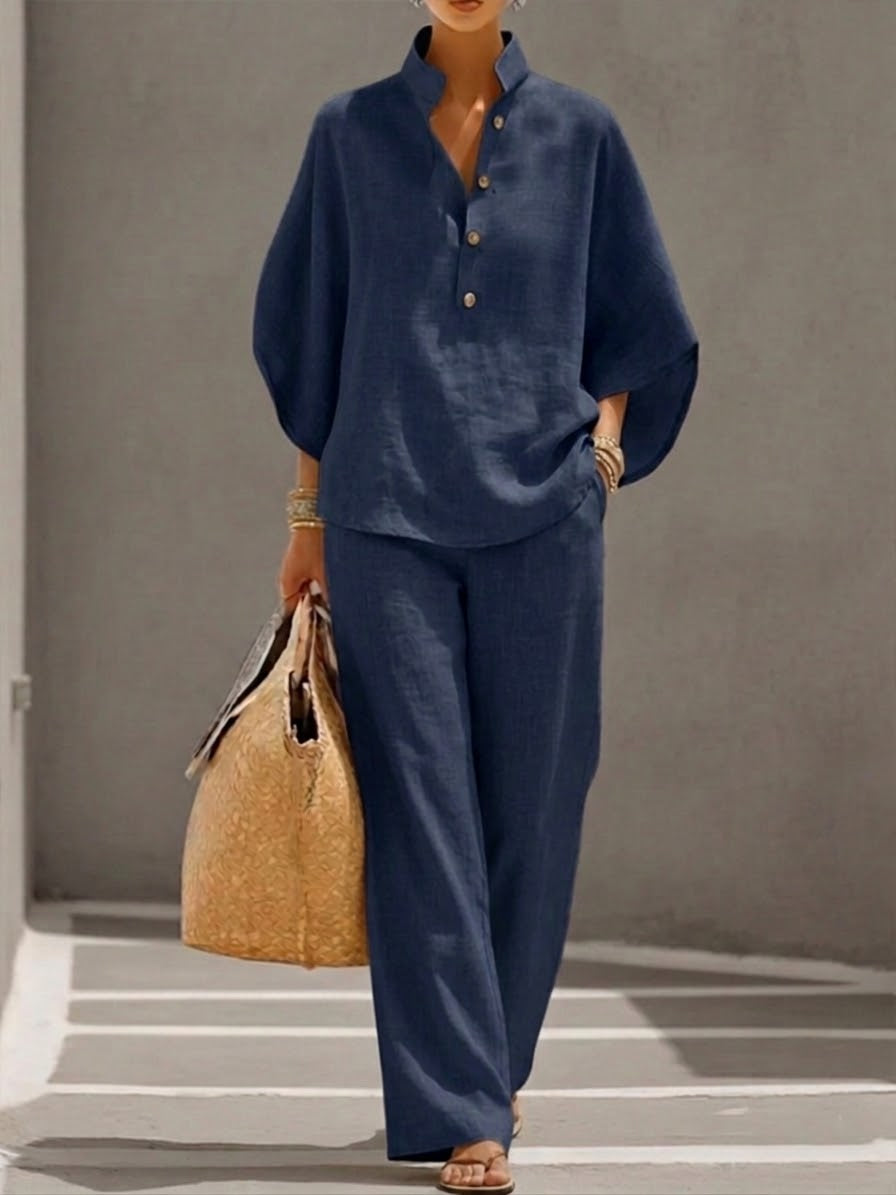 Women’s Relaxed Button Top and Pants Set