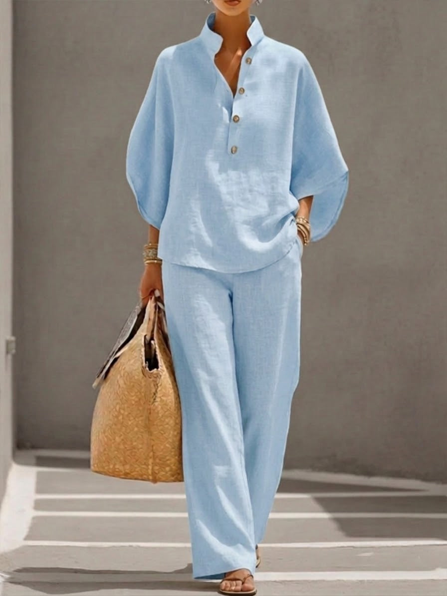 Women’s Relaxed Button Top and Pants Set