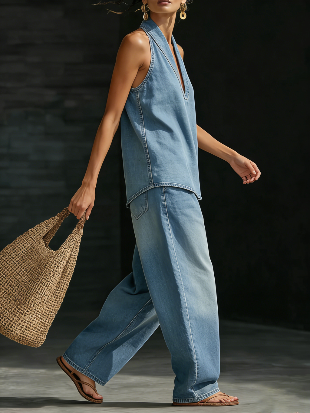 Women's Halter Wide-Leg Pant Set