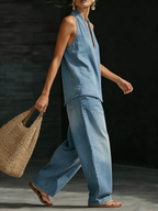 Women's Halter Wide-Leg Pant Set