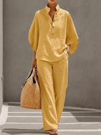 Women’s Relaxed Button Top and Pants Set