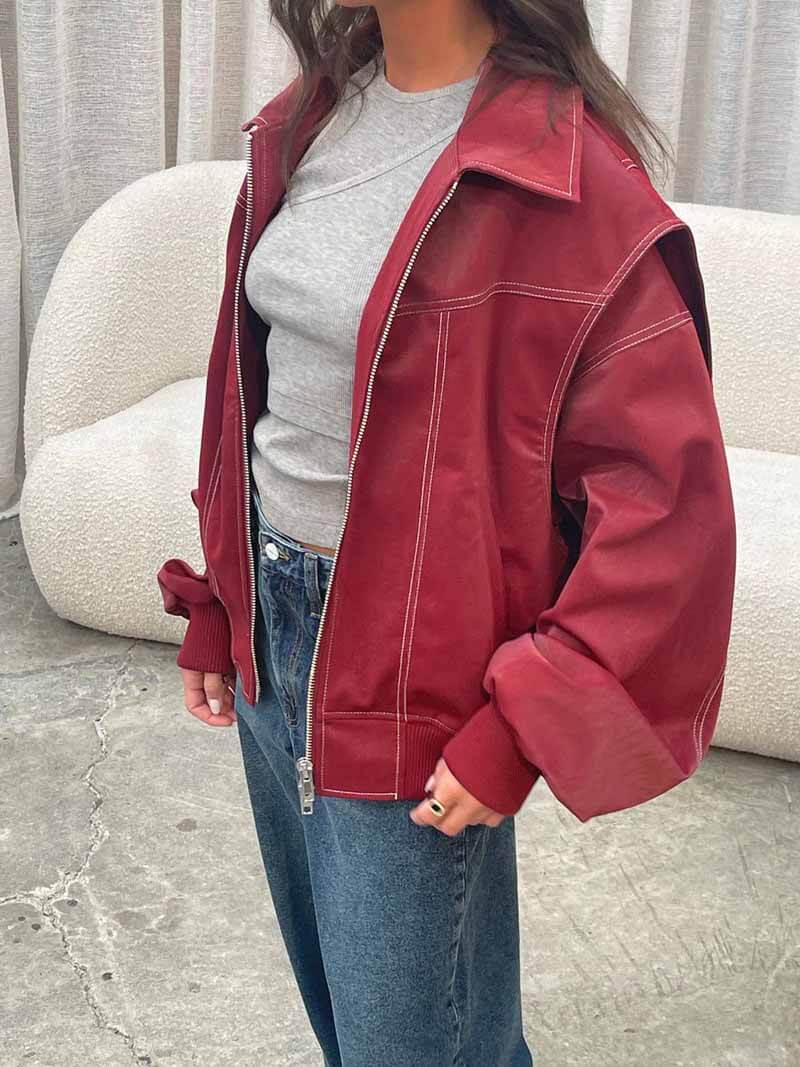 Women’s Oversized Zip-Front Bomber Jacket