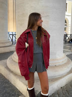 Women’s Oversized Zip-Front Bomber Jacket