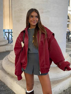 Women’s Oversized Zip-Front Bomber Jacket