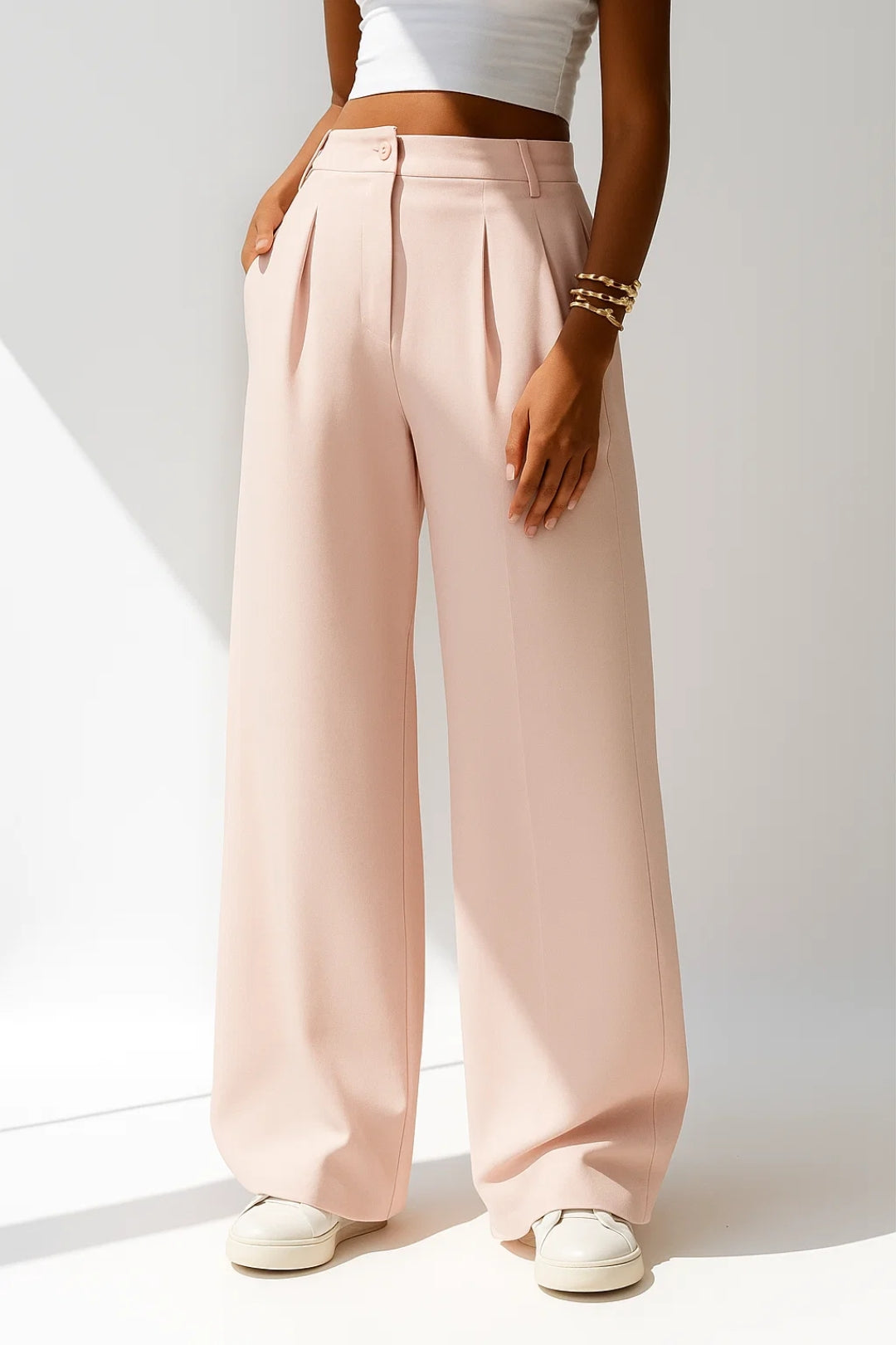 Women's Wide-Leg Dress Pants with Front Pleats