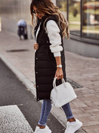 Women's Hooded Longline Quilted Vest