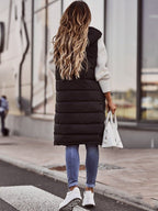 Women's Hooded Longline Quilted Vest
