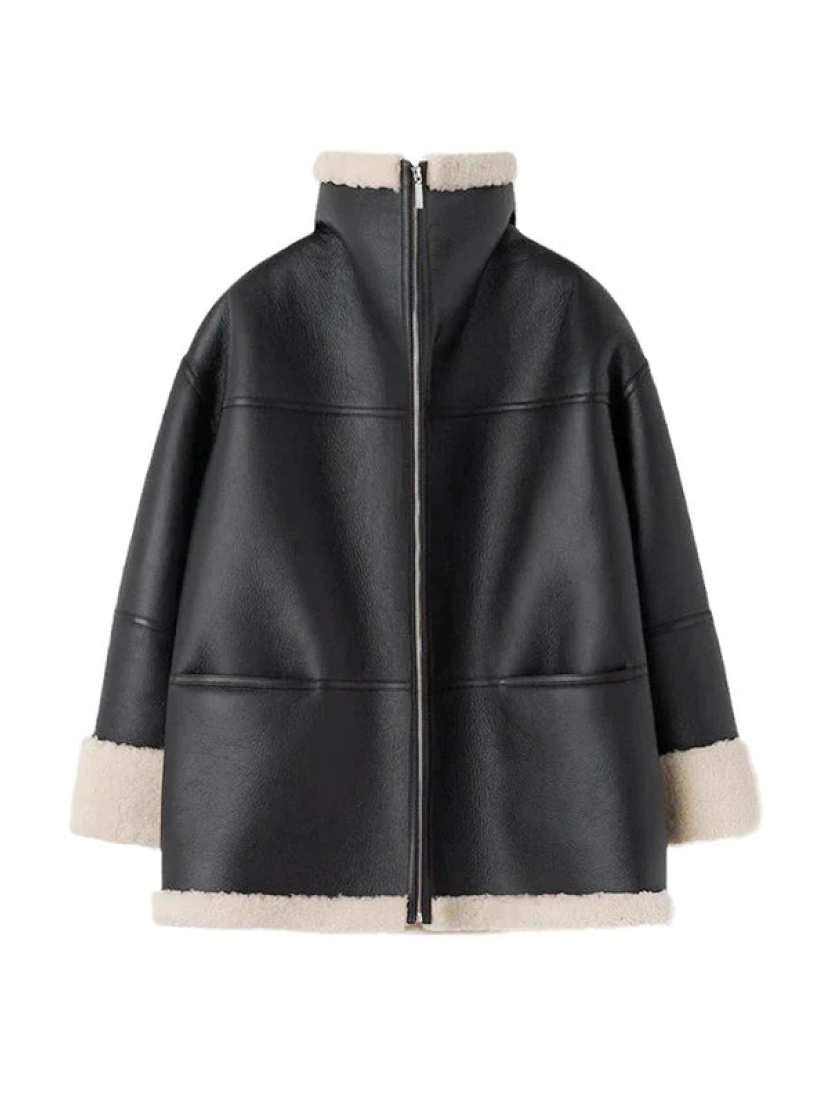 Women's Oversized Jacket with Contrast Trim