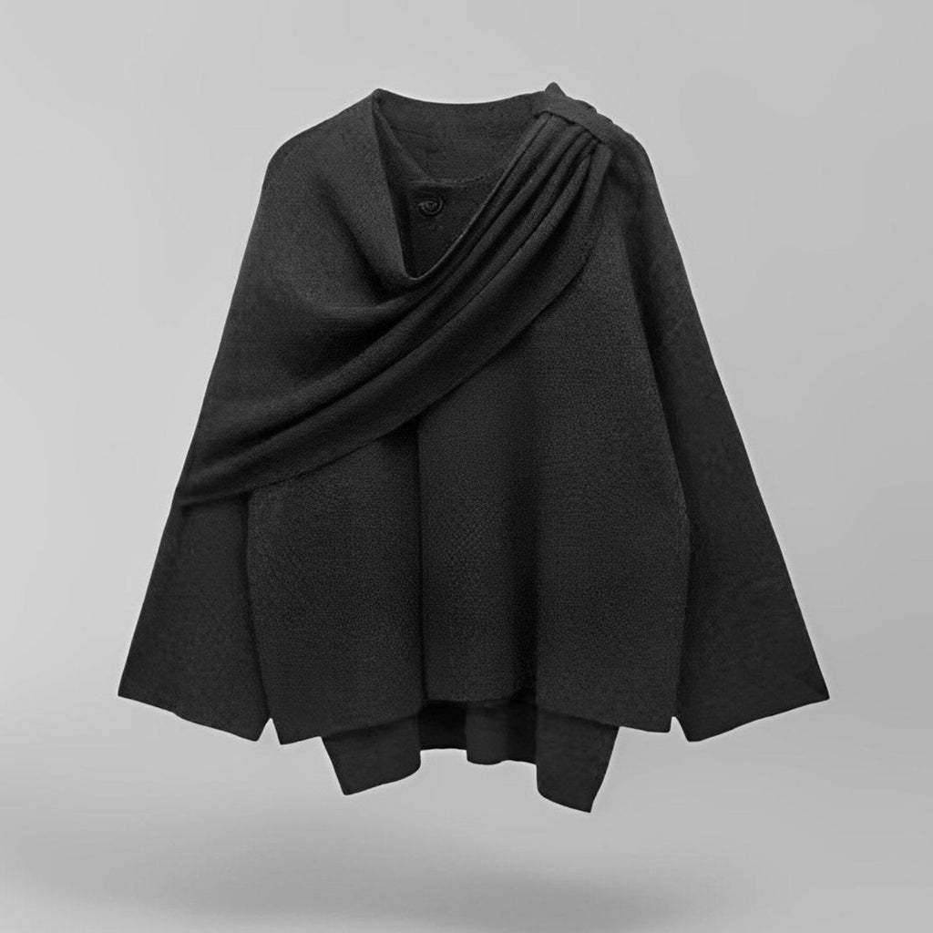 Women’s Asymmetrical Draped-Neck Knit Sweater