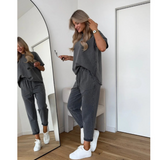 Women’s Relaxed Short-Sleeve Two-Piece Set