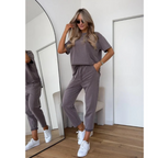 Women’s Relaxed Short-Sleeve Two-Piece Set