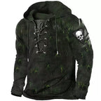 Men's Halloween Skull Lace-Up Hoodie