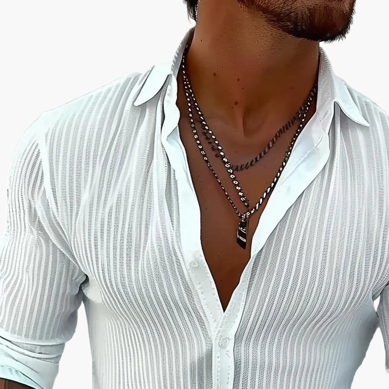 Men’s Ribbed Slim Fit Button Shirt
