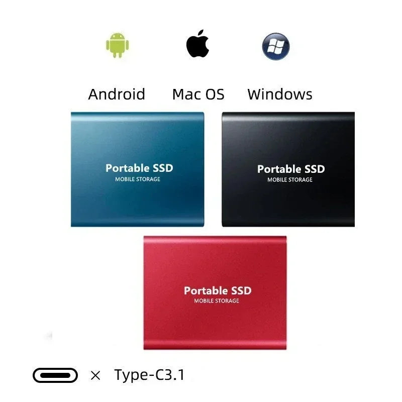 Portable External SSD Drive with USB-C Connection