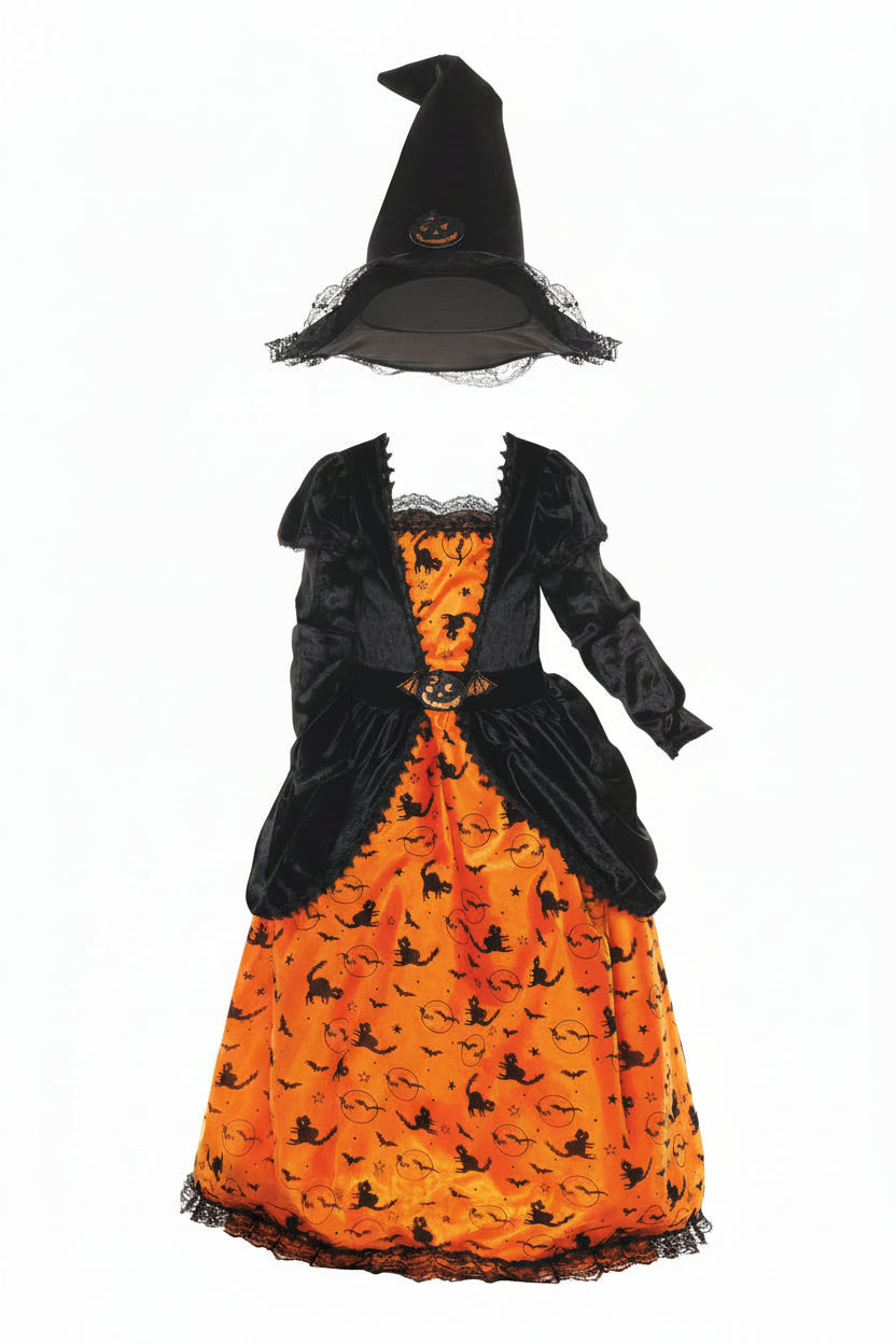 Kids' Witch Costume With Printed Skirt